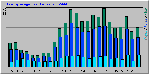 Hourly usage for December 2009