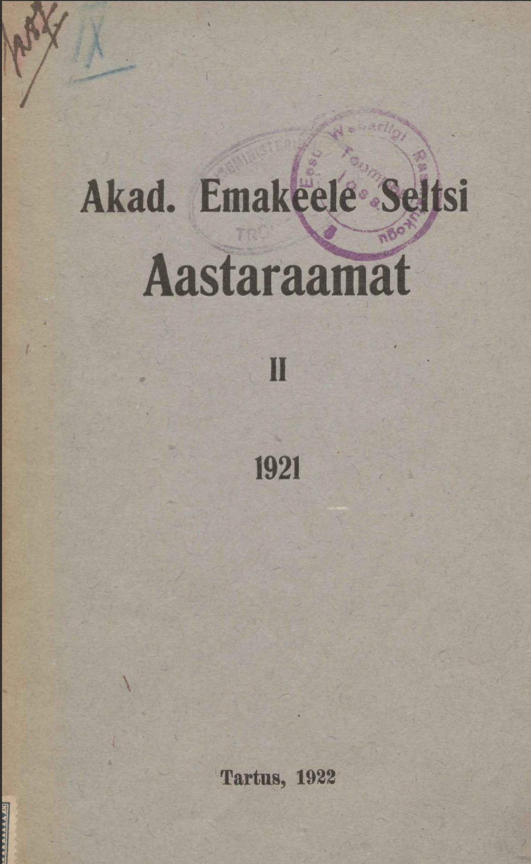 ESA 1921 II tiitelleht